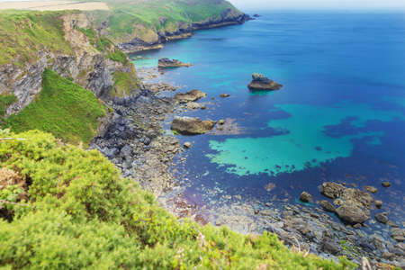Popular Heritage Coast Atlantic ocean, Cornwall, England, United Kingdomの写真素材