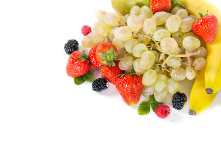 mix of fresh fruits on a white backgroundの写真素材
