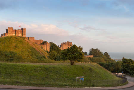 Dover Castle in sunset lightsの写真素材