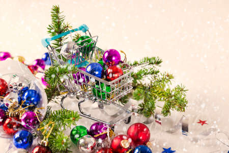 Christmas baubles for decoration on a white backgroundの写真素材