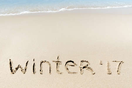 Winter 2017 sign on a white sand near sea ocean tropic beachの写真素材