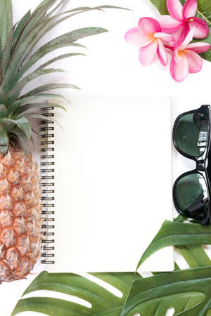 Tropical exotic flat layout text space top viewの写真素材