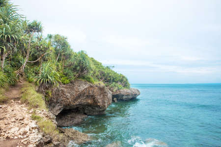 Coral ocean shore on tropical Bali islandの写真素材