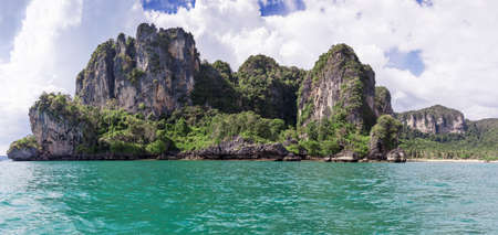 Popular travel tropical karst rocks perfect for climbing Tonsai beach, Krabi province, Thailandの写真素材