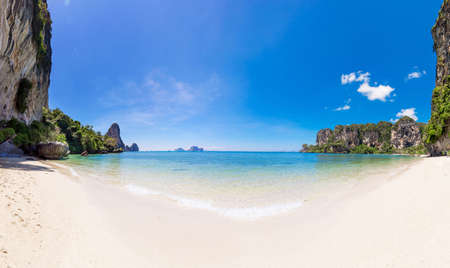Popular travel tropical karst rocks perfect for climbing Tonsai Beach, Krabi province, Thailandの写真素材