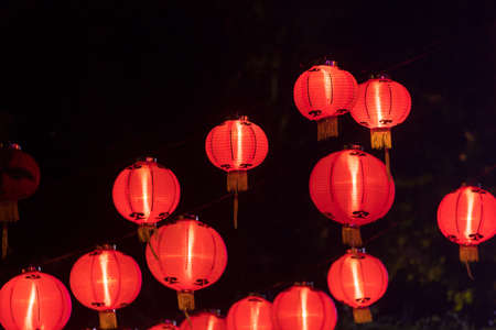 Paper Chinese lanterns on the New Year eveの写真素材
