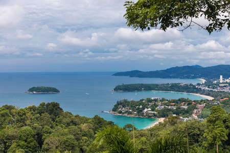Kata Karon tropical beach viewpoint at Phuket island, Thailandの写真素材