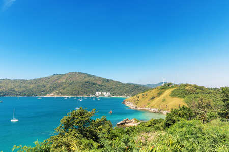 View on Nai Harn bay beach beach at Rawai area on the Phuket islandの写真素材