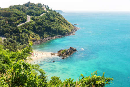 View on Yanui beach from mountains at Rawai area on Phuket islandの写真素材