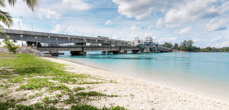 Saphan Sarasin bridge connects koh Phuket island with Phang Nga the mainland of Thailand in Thalang Districtの写真素材