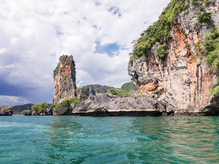 Popular travel tropical karst rocks perfect for climbing, Krabi province, Thailandの写真素材