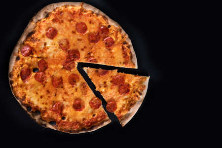 Perfect salami pepperoni pizza italian cuizine foodの写真素材