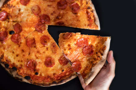 Perfect salami pepperoni pizza italian cuizine food