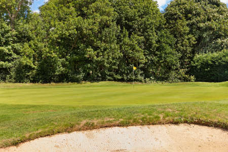 Beautiful golf fields with green grassの写真素材