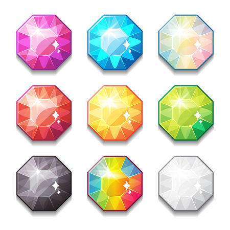 Set of colorful diamonds on a white background. Vector illustration for your designのイラスト素材