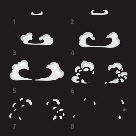Frame by frame animation of smoke. Effects animation.のイラスト素材