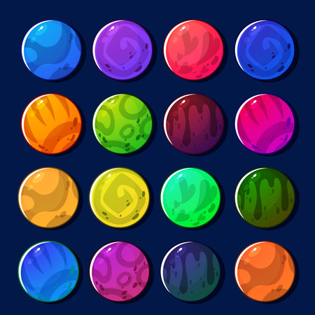 Set of colorful buttons for game. Vector illustration in cartoon style.のイラスト素材