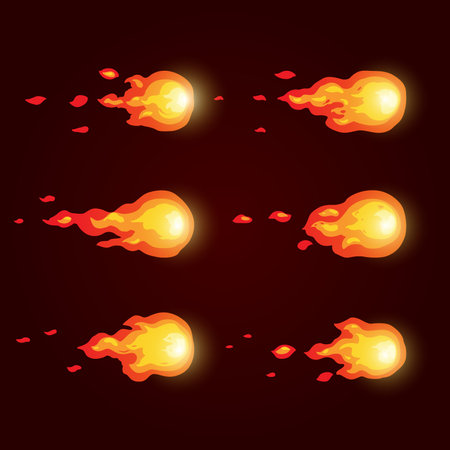Fireball. Frame by frame animation of fire ball. Effects animation.のイラスト素材