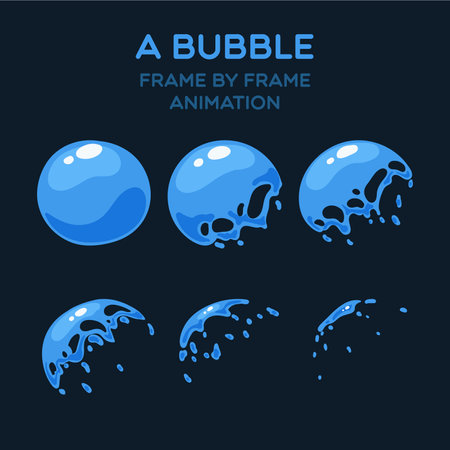 A sheet, a water trap, a splash, a bubble. Animation for a game or a cartoon.のイラスト素材