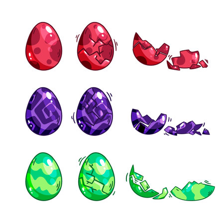 Easter eggs set. Colorful vector illustration in cartoon style.のイラスト素材