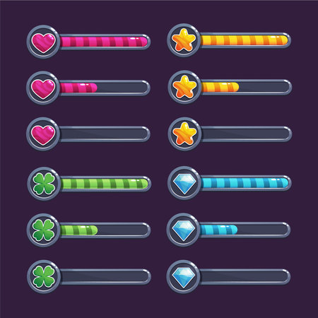 Set of vector buttons for websites and mobile applications. Game user interface.のイラスト素材