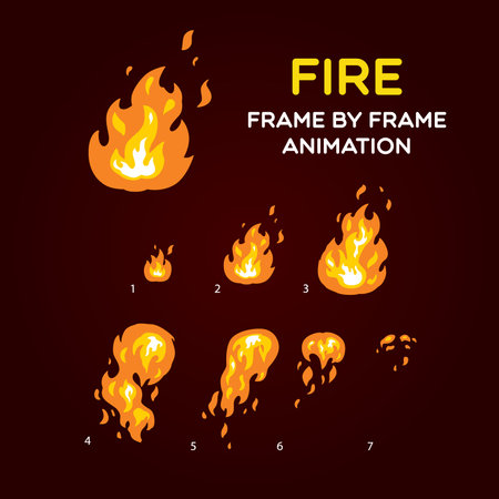 Fire animation. Animation for game or cartoon.のイラスト素材