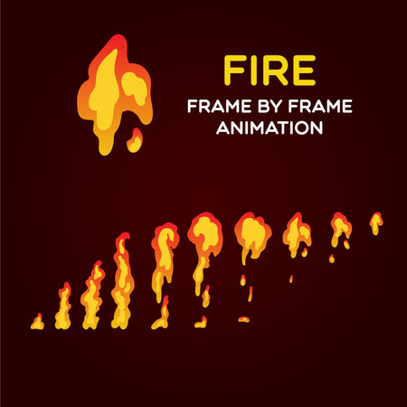 Animation of fire, flame, explosion. fire for game design.のイラスト素材