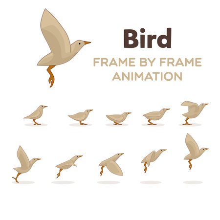 Animation the bird is flying. Bird Animation. Sprite bird flies.のイラスト素材
