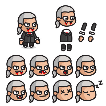The vampire character is ready for animation. Character for mobile applications and game design.Sprite for game.のイラスト素材