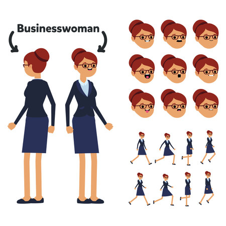Character is a business woman. The character is ready for animation. Walk Animation.businessのイラスト素材