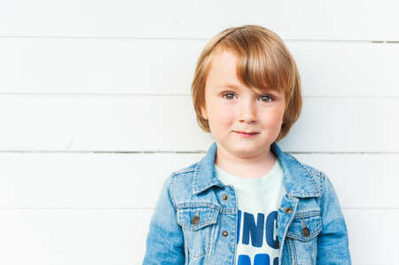 Close up portrait of a cute toddler boy