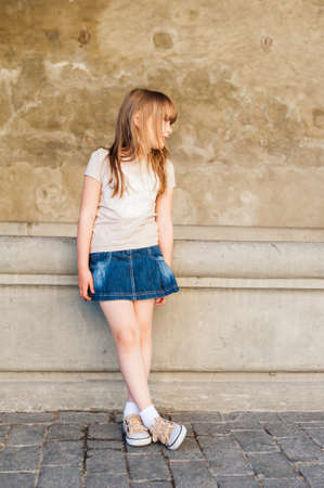 Outdoor portrait of a cute little girlの写真素材