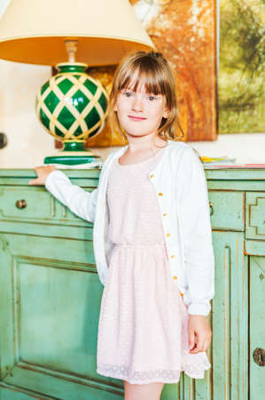 Interior portrait of adorable little girlの写真素材