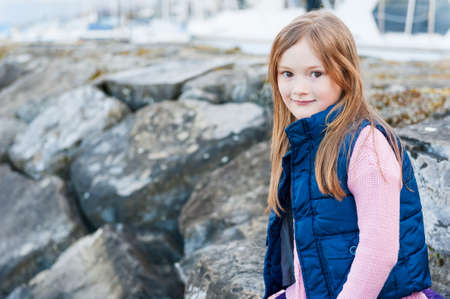 Close-up portrait of a beautiful little girlの写真素材