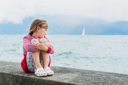 Outdoor portrait of a cute little girlの写真素材