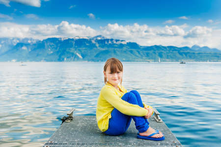 Outdoor portrait of a cute little girlの写真素材