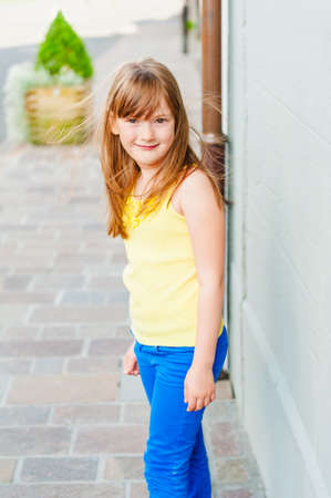 Outdoor portrait of a cute little girlの写真素材