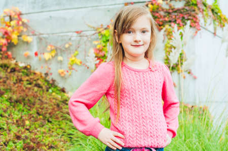 Outdoor portrait of a cute little girlの写真素材