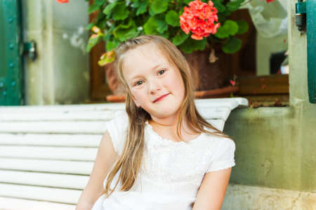 Outdoor portrait of a cute little girlの写真素材