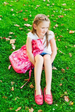 Outdoor portrait of a cute little girlの写真素材