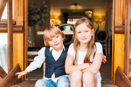 Portrait of adorable childrenの写真素材