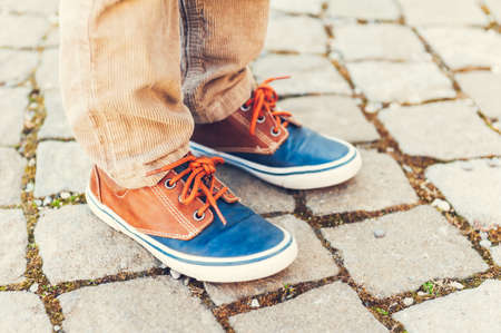 Fashion sneakers on kid\\\\の写真素材