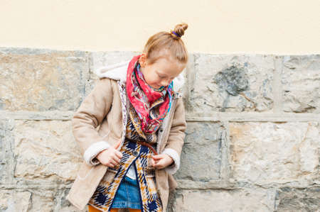 Fashion portrait of a cute little girlの写真素材