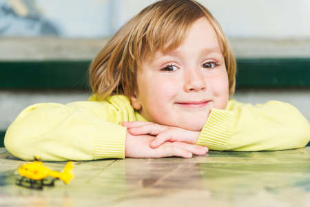 Close up portrait of a cute little boy