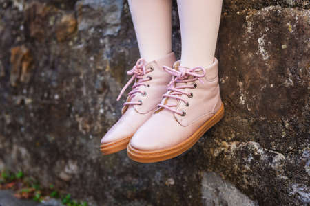Fashion shoes on kid's feetの写真素材