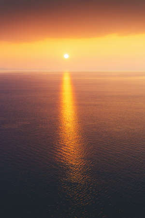 Sunset over Lake Geneva, Switzerland, winter timeの写真素材