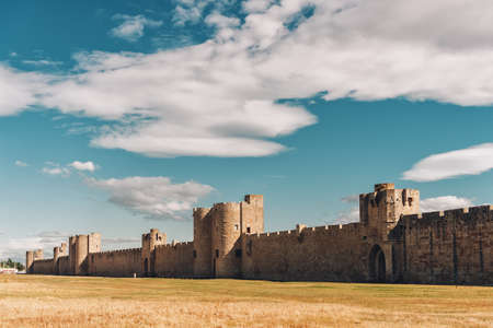 Famous fortification wall surrounding Aigues-Mortes city, Camargue, Franceのeditorial素材