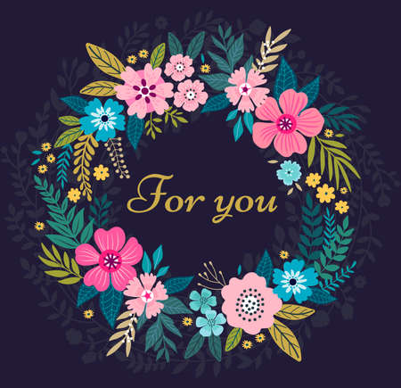 Floral wreath.のイラスト素材