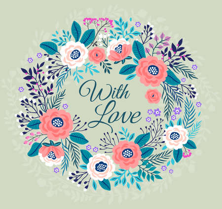 Floral wreath.のイラスト素材