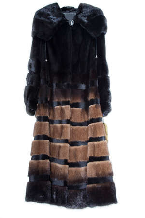 Black mink coat isolated on white background. Luxury natural fur.の写真素材
